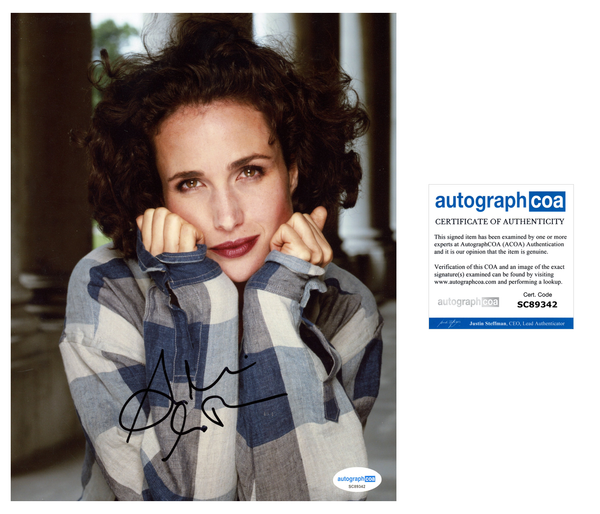 Andie Macdowell Four Weddings Signed Autograph 8x10 Photo ACOA