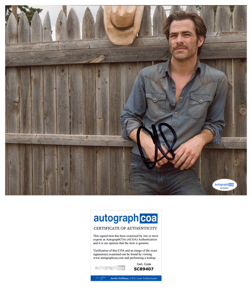 Chris Pine Hell or High Water Signed Autograph 8x10 Photo ACOA