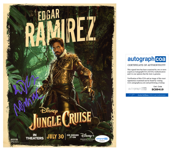 Edgar Ramirez Jungle Cruise Signed Autograph 8x10 Photo ACOA