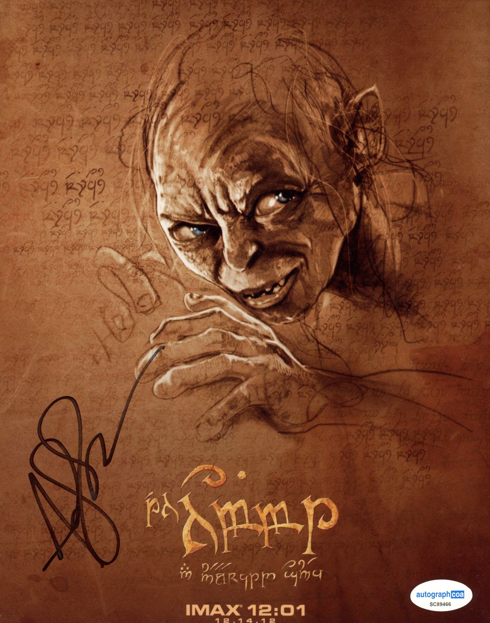 Andy Serkis Lord of the Rings Signed Autograph 8x10 Photo ACOA