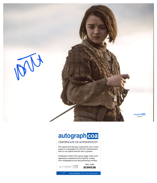 Maisie Williams Game of Thrones Signed Autograph 8x10 Photo ACOA