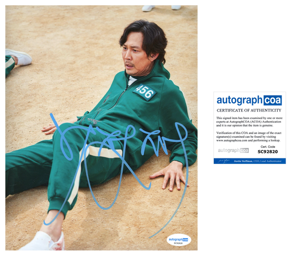 Lee Jung-Jae Squid Game Signed Autograph 8x10 Photo ACOA