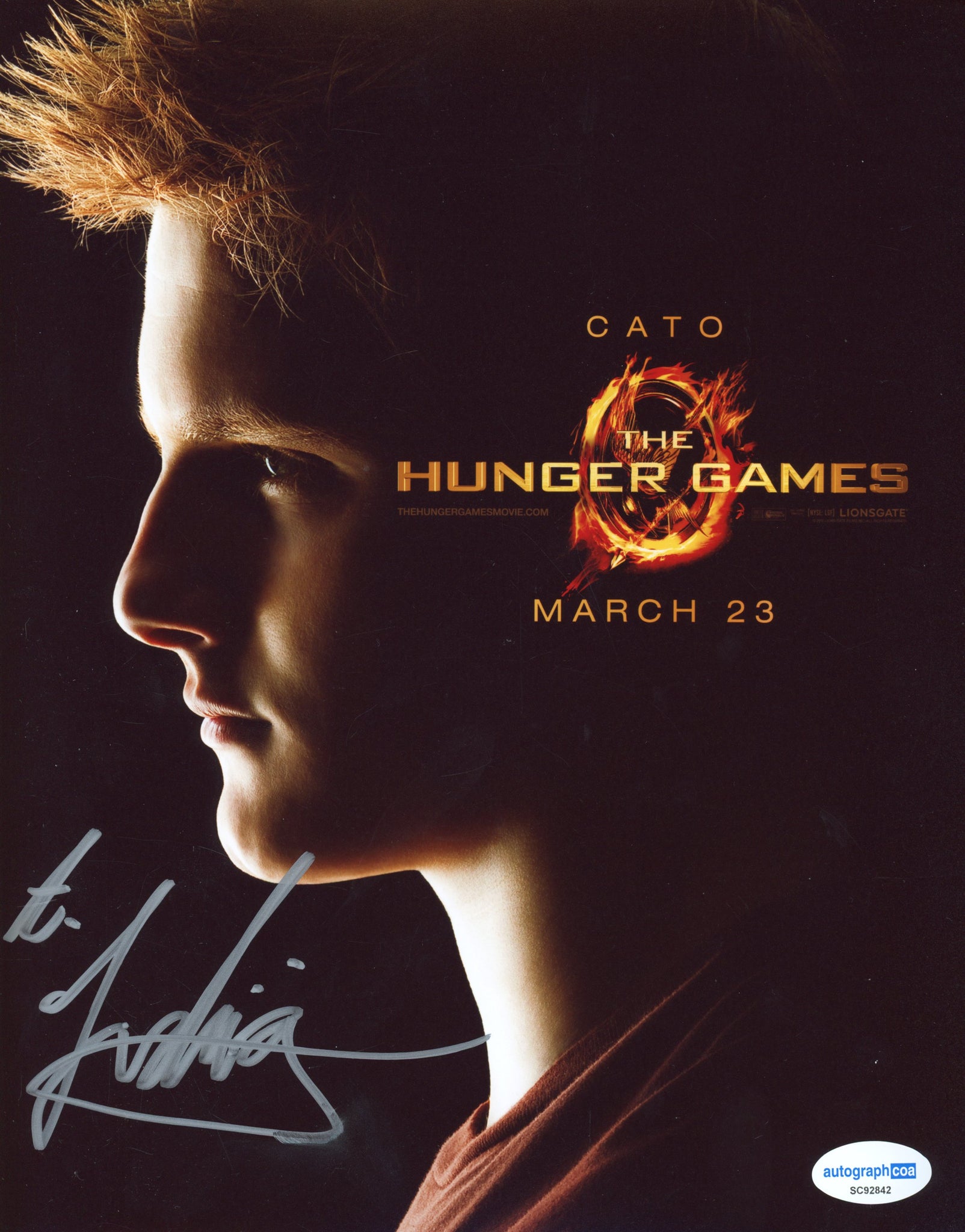 Alexander Ludwig Hunger Games Signed Autograph 8x10 Photo ACOA