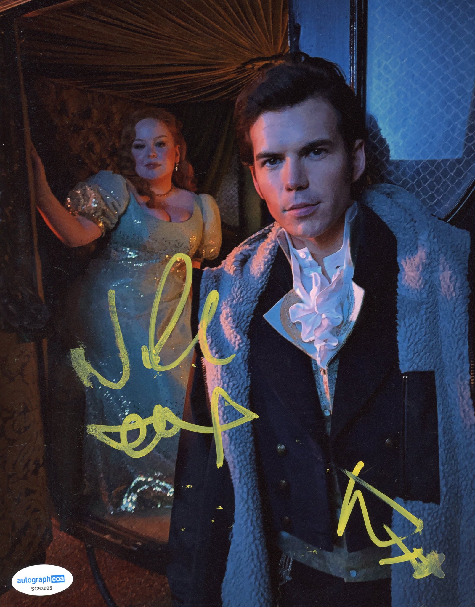 Luke Newton Nicola Coughlan Bridgerton Signed Autograph 8x10 Photo ACOA