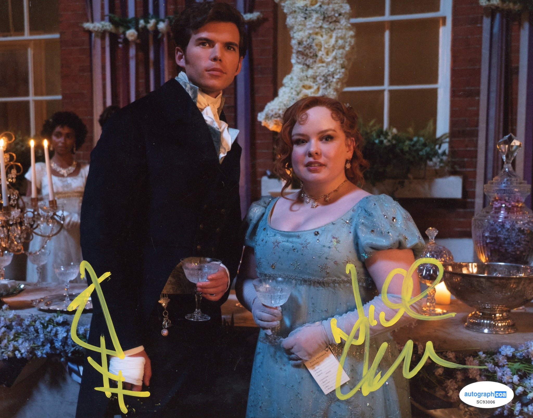 Luke Newton Nicola Coughlan Bridgerton Signed Autograph 8x10 Photo ACOA