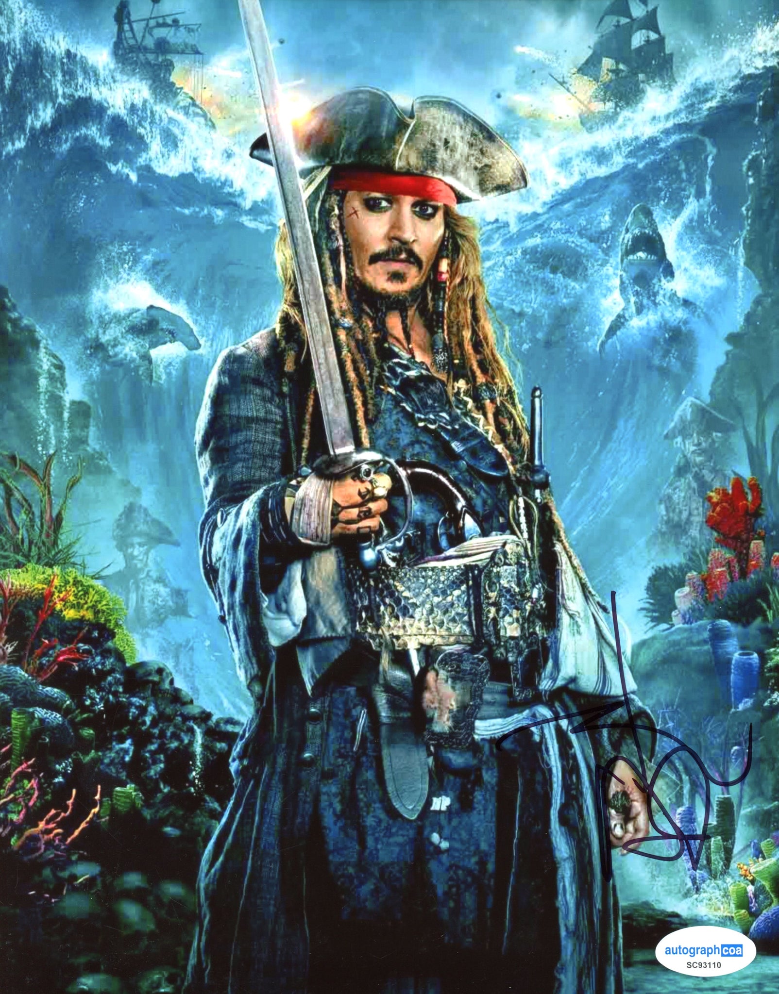 Johnny Depp Pirates Signed Autograph 8x10 Photo ACOA