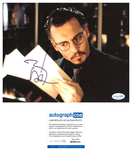 Johnny Depp Ninth Gate Signed Autograph 8x10 Photo ACOA