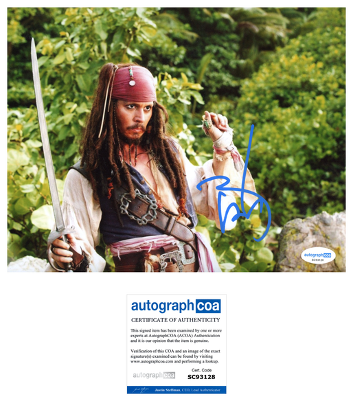 Johnny Depp Pirates Signed Autograph 8x10 Photo ACOA