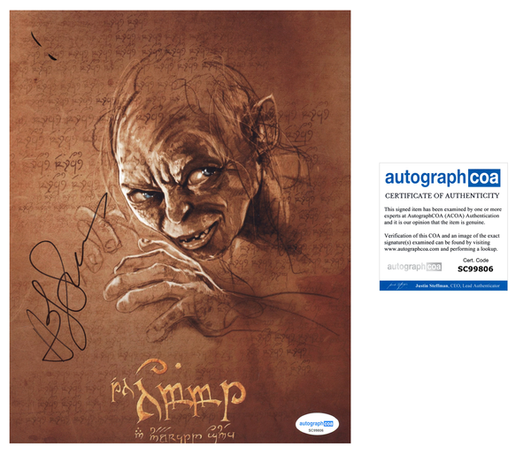 Andy Serkis Lord of the Rings Signed Autograph 8x10 Photo ACOA