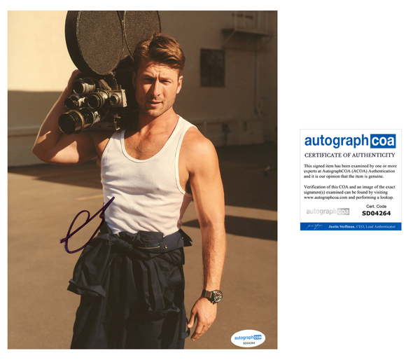 Glen Powell Top Gun Signed Autograph 8x10 Photo ACOA