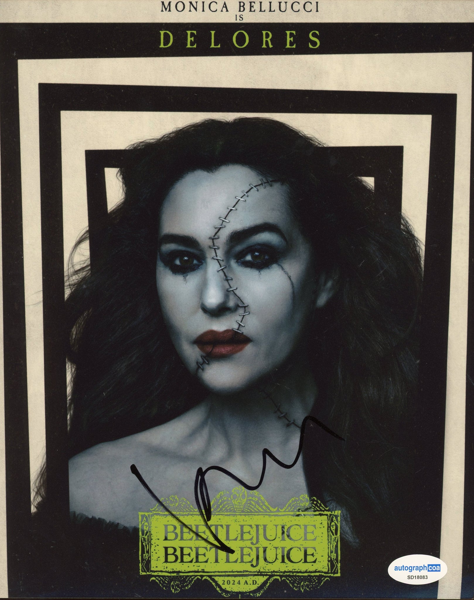 Monica Bellucci Beetlejuice Signed Autograph 8x10 Photo ACOA