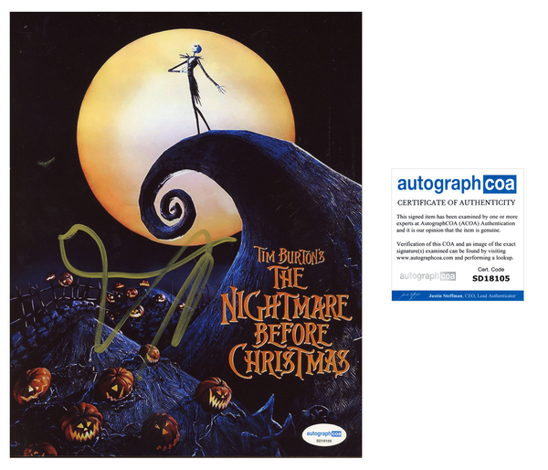 Tim Burton Nightmare Signed Autograph 8x10 Photo ACOA