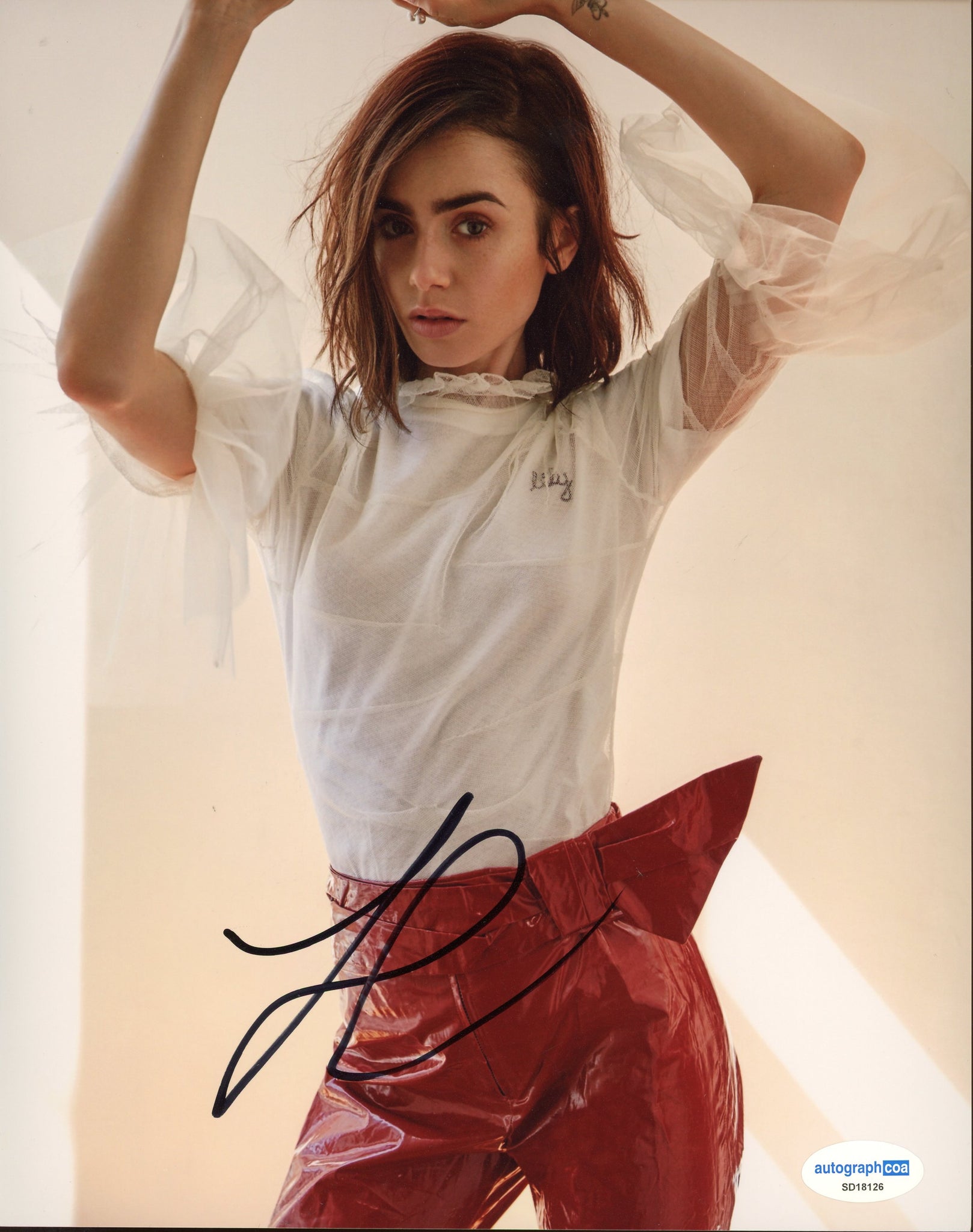 Lily Collins Emily in Paris Signed Autograph 8x10 Photo ACOA