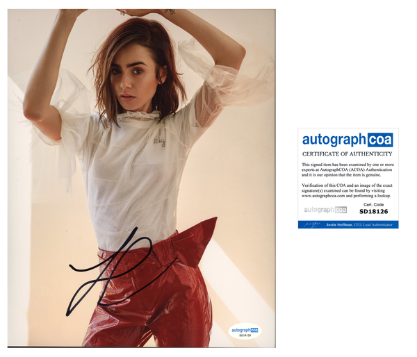 Lily Collins Emily in Paris Signed Autograph 8x10 Photo ACOA