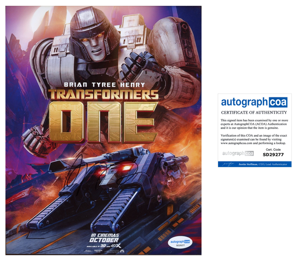 Brian Tyree Henry Transformers Signed Autograph 8x10 Photo ACOA