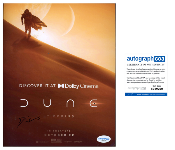 Denis Villeneuve Dune Signed Autograph 8x10 Photo ACOA