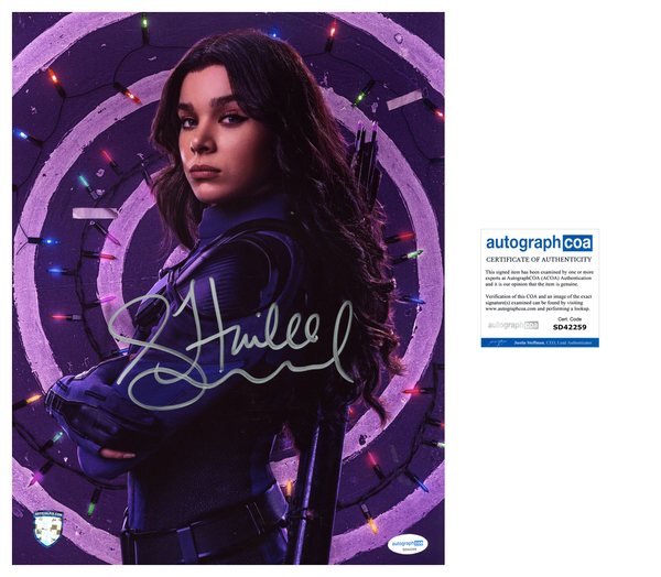 Hailee Steinfeld Hawkeye Signed Autograph 11x14 Photo ACOA