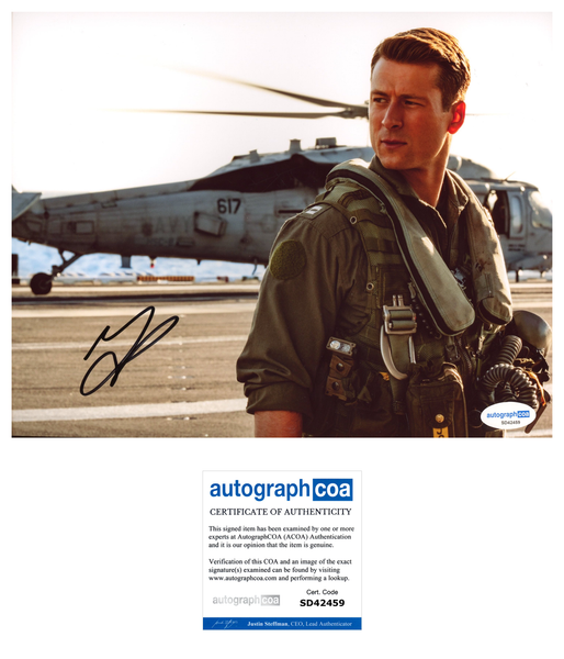 Glen Powell Top Gun Signed Autograph 8x10 Photo ACOA