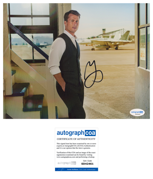 Glen Powell Top Gun Signed Autograph 8x10 Photo ACOA