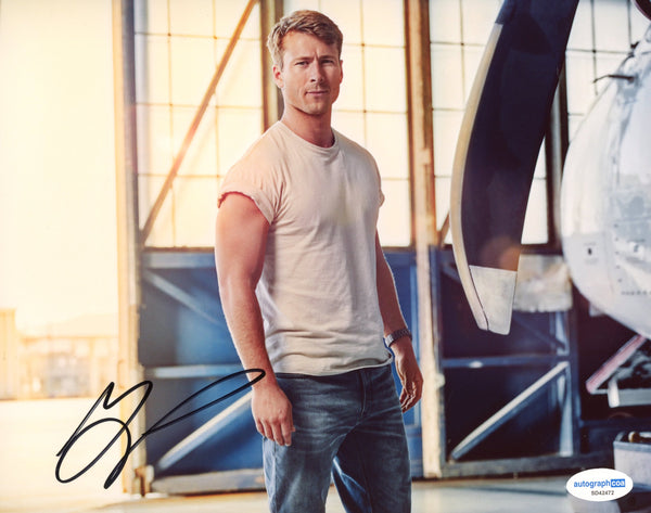 Glen Powell Top Gun Signed Autograph 8x10 Photo ACOA