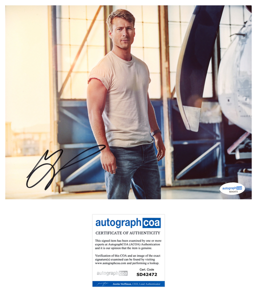 Glen Powell Top Gun Signed Autograph 8x10 Photo ACOA