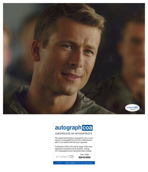 Glen Powell Top Gun Signed Autograph 8x10 Photo ACOA