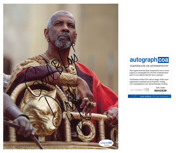 Denzel Washington Gladiator 2 Signed Autograph 8x10 Photo ACOA