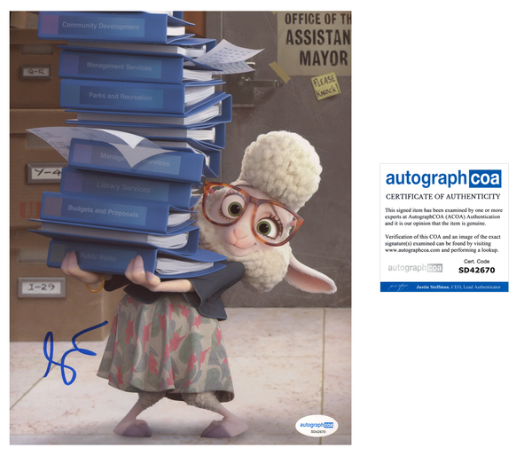 Jenny Slate Zootopia Signed Autograph 8x10 photo ACOA