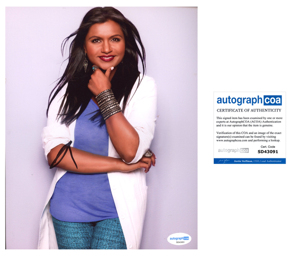 Mindy Kaling Mindy Project Signed Autograph 8x10 Photo ACOA