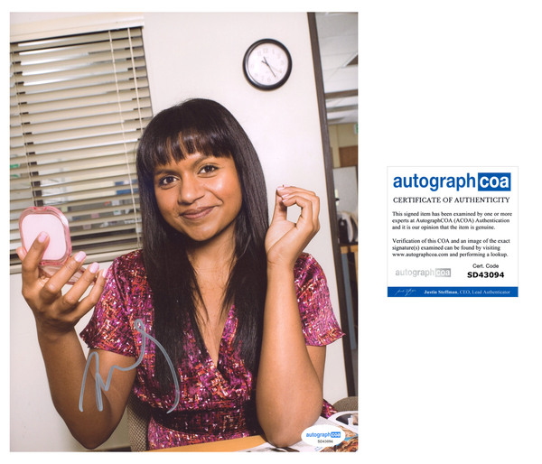 Mindy Kaling The Office Signed Autograph 8x10 Photo ACOA