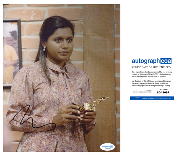 Mindy Kaling The Office Signed Autograph 8x10 Photo ACOA