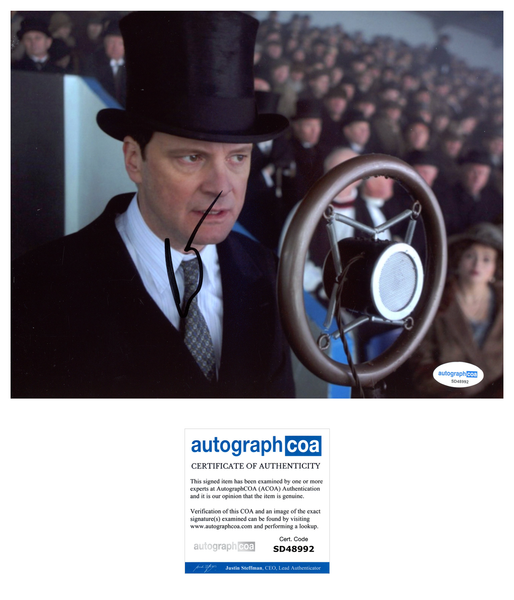 Colin Firth King's Speech Signed Autograph 8x10 Photo ACOA