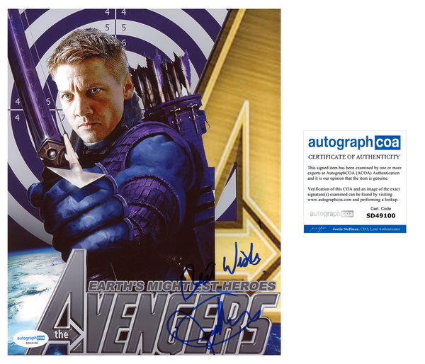 Jeremy Renner Avengers Signed Autograph 8x10 Photo ACOA