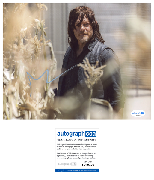 Norman Reedus Walking Dead Signed Autograph 8x10 Photo ACOA
