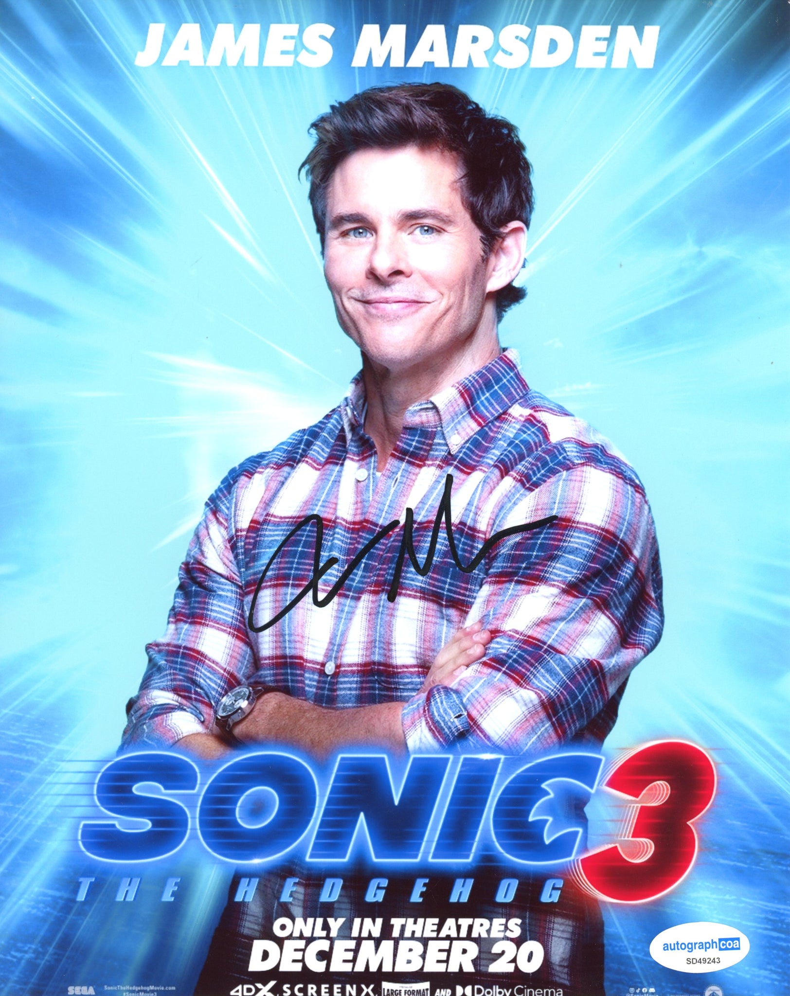 James Marsden Sonic Signed Autograph 8x10 Photo ACOA