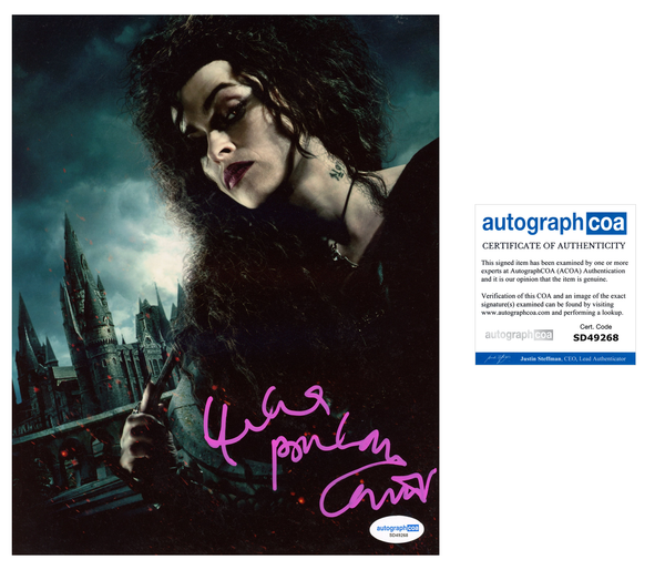 Helena Bonham Carter Harry Potter Signed Autograph 8x10 Photo ACOA