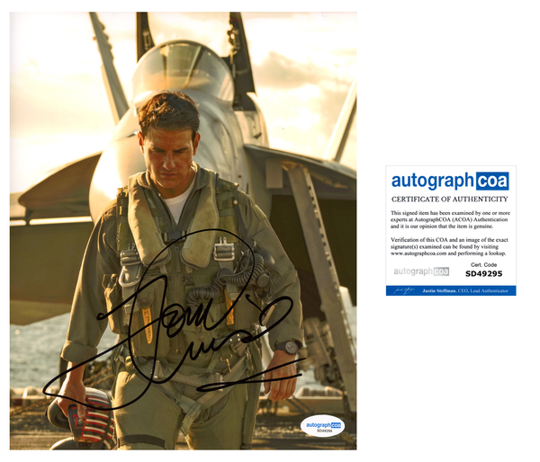 Tom Cruise Top Gun Signed Autograph 8x10 Photo ACOA