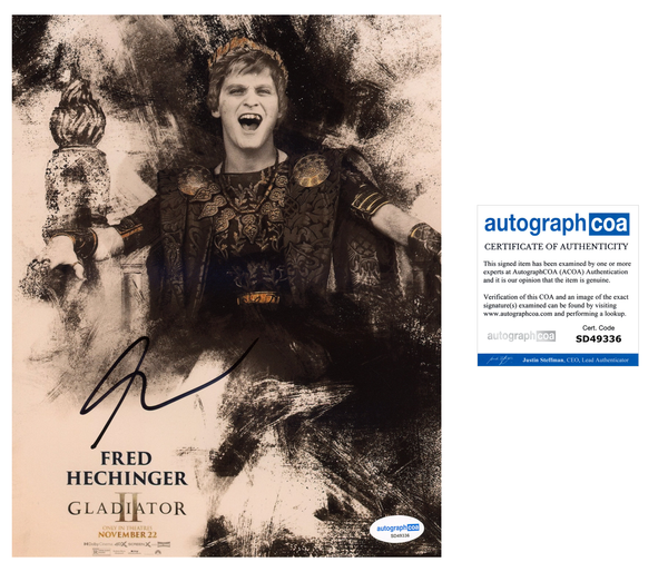 Fred Hechinger Gladiator Signed Autograph 8x10 Photo ACOA