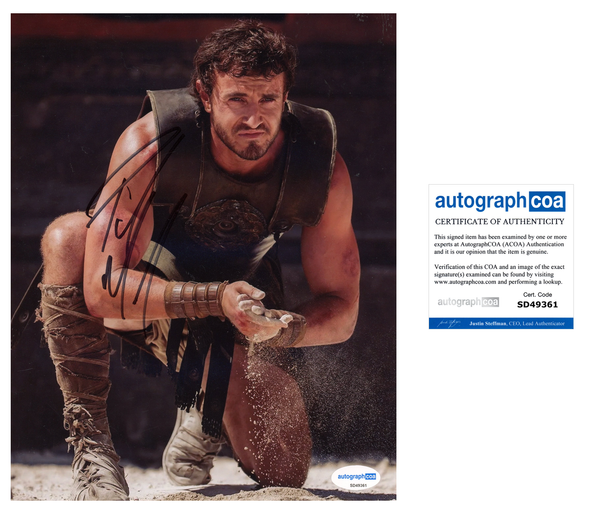 Paul Mescal Gladiator Signed Autograph 8x10 Photo ACOA