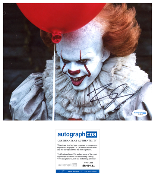 Bill Skarsgard IT Signed Autograph 8x10 Photo ACOA