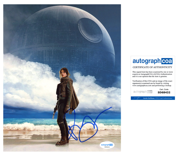 Felicity Jones Rogue One Signed Autograph 8x10 Photo ACOA