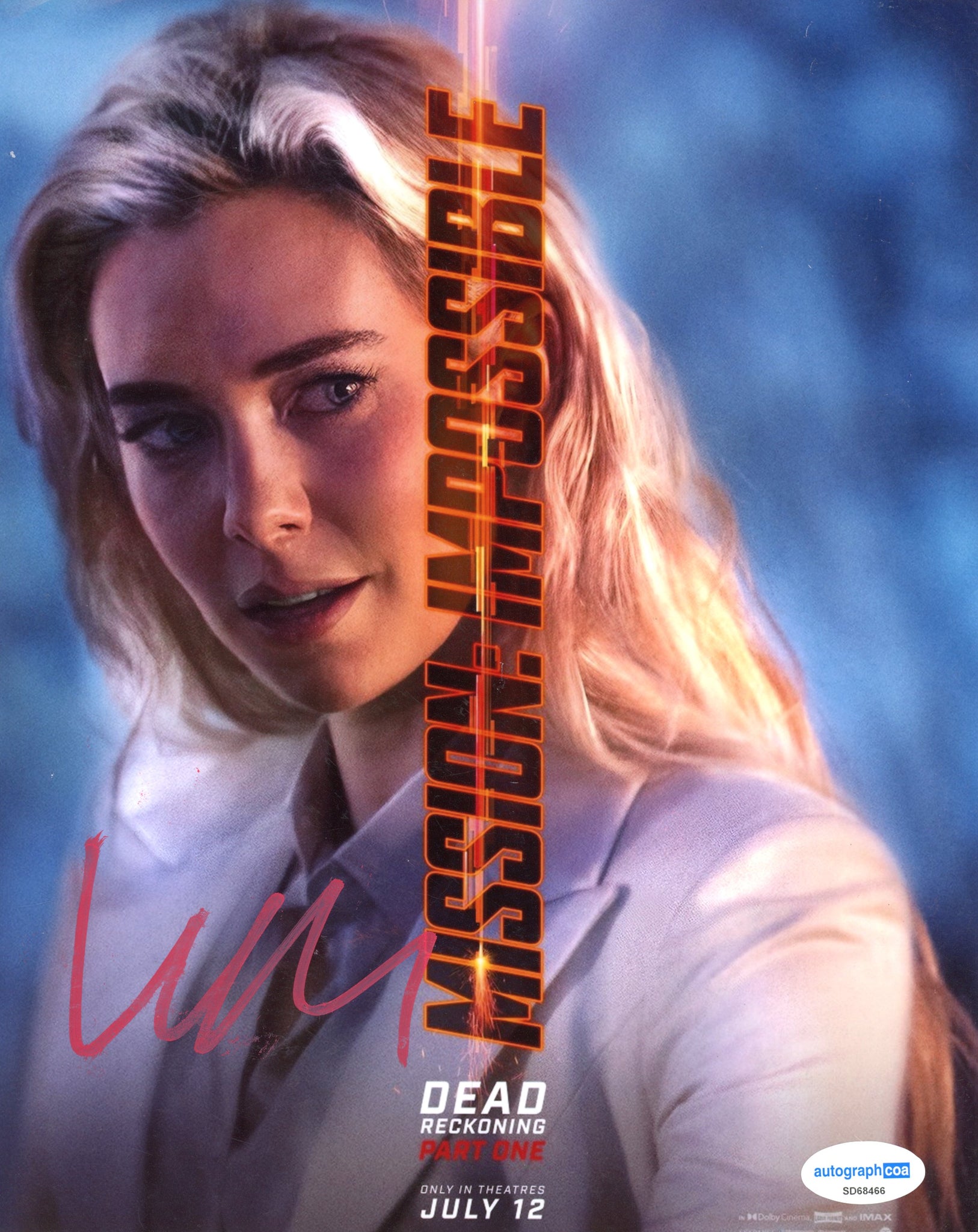 Vanessa Kirby Mission Impossible Signed Autograph 8x10 Photo ACOA