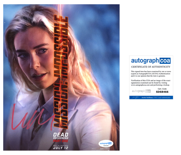 Vanessa Kirby Mission Impossible Signed Autograph 8x10 Photo ACOA