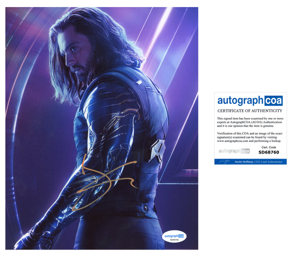 Sebastian Stan Winter Soldier Avengers Signed Autograph 8x10 Photo ACOA