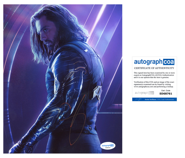 Sebastian Stan Winter Soldier Avengers Signed Autograph 8x10 Photo ACOA