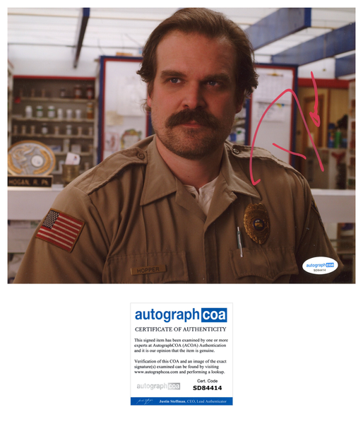David Harbour Stranger Things Signed Autograph 8x10 Photo ACOA