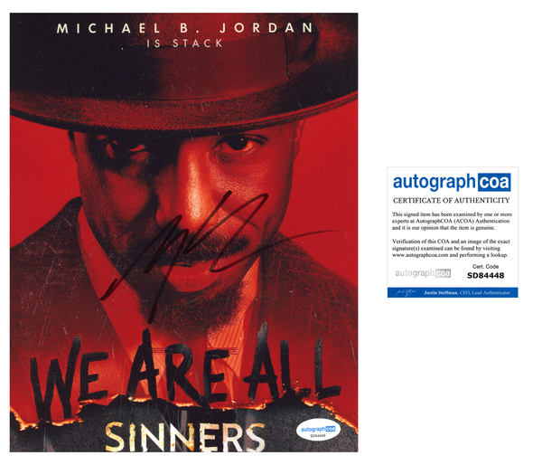 Michael B Jordan Sinners Signed Autograph 8x10 Photo ACOA