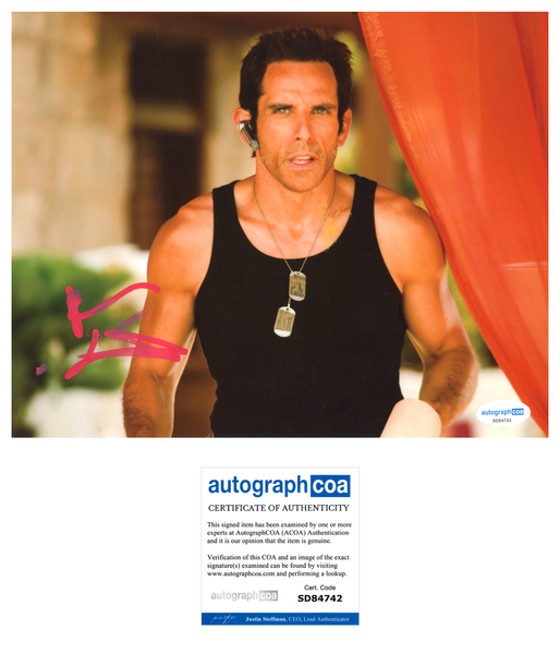 Ben Stiller Tropic Thunder Signed Autograph 8x10 Photo ACOA