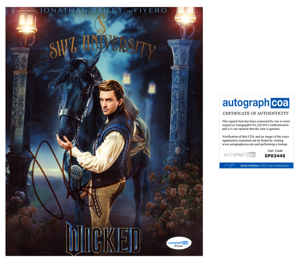 Jonathan Bailey Wicked Signed Autograph 8x10 Photo ACOA