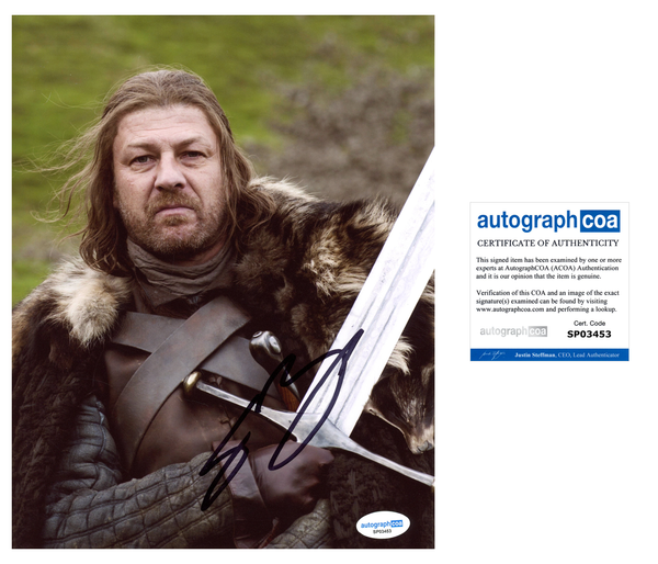 Sean Bean Game of Thrones Signed Autograph 8x10 Photo ACOA